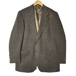 Vintage‎ Nordstrom Wool Herringbone Blazer Mens 41L Brown Tweed Jacket